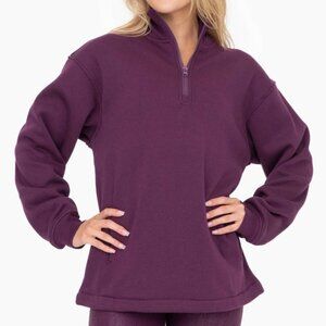 Burgundy Half-zip Drawstring Pullover Sweater